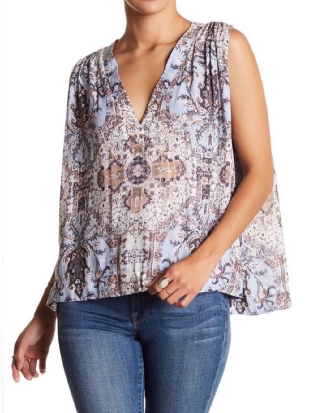 Free People Darcey Boho Sleeveless Swing Top Lined Womens Large